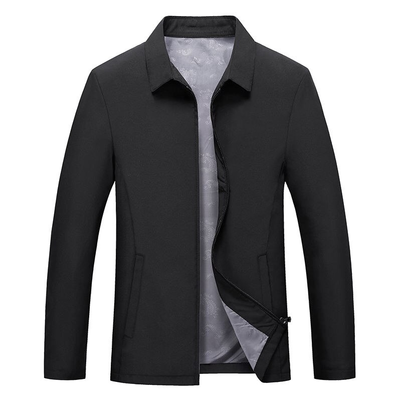 Men's Turndown Collar Zipper Coat