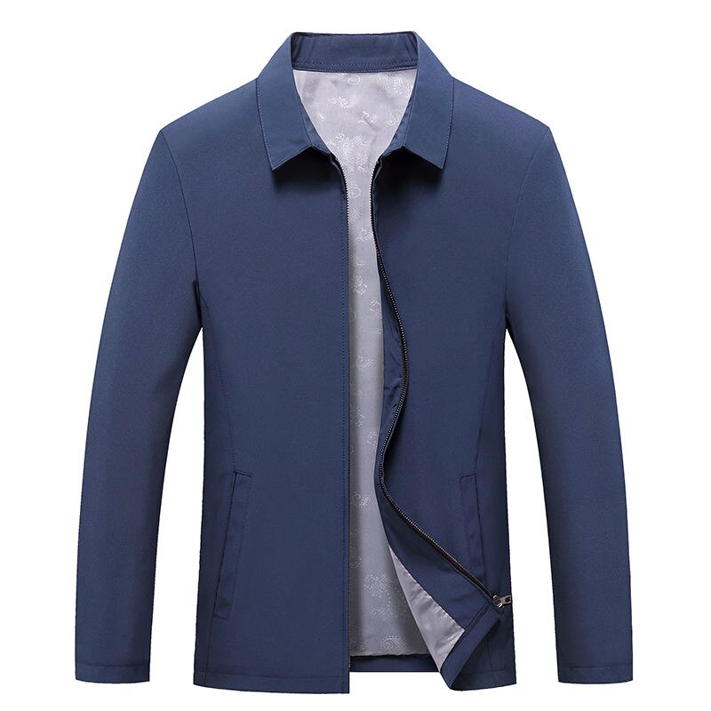 Men's Turndown Collar Zipper Coat