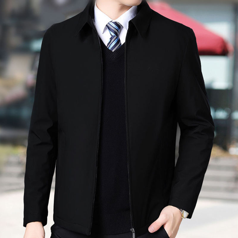 Men's Turndown Collar Zipper Coat